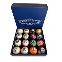 CHAMPION MARBLE POOL BALLS SET ( BLACK RIMMED MARBLE) COMPLETE 16 BALL SET